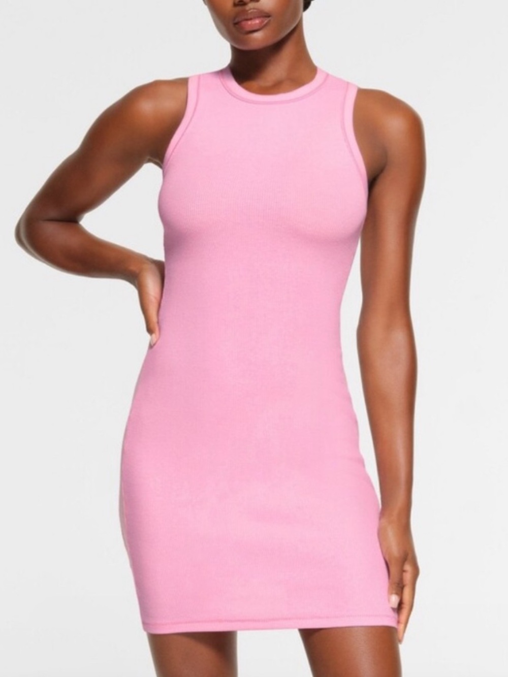 SKIMS Cotton Rib Cherry Blossom Bodycon Dress XS - Picture 2 of 3